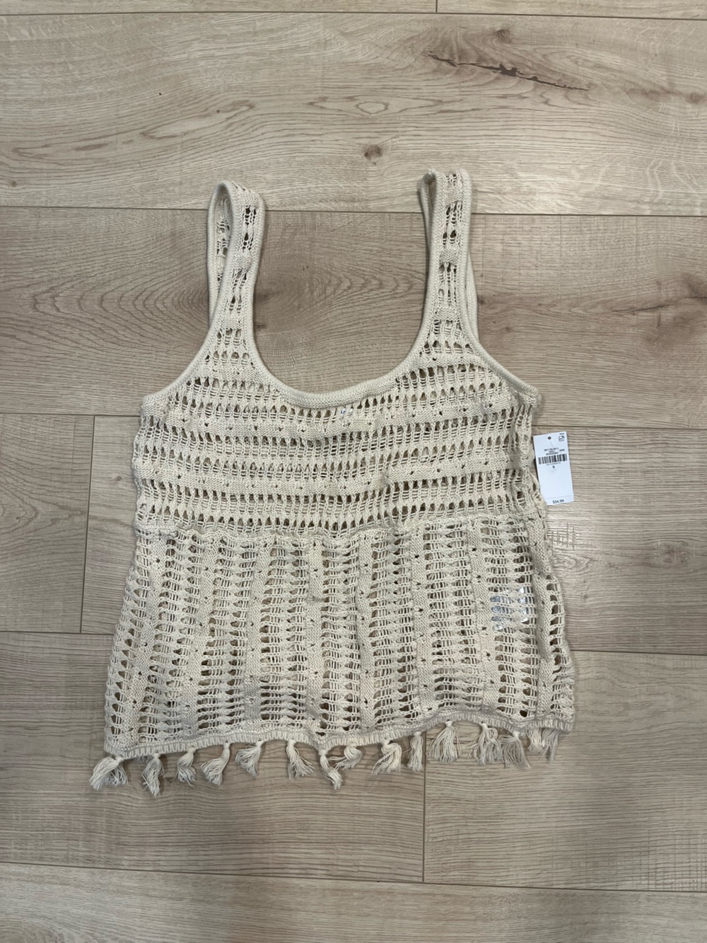 Old Navy Open-Knit Cream Tank Top